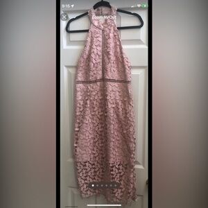 Bardot Pink Ruched Embellished Midi Dress